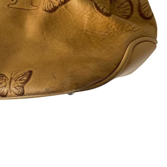 Mario Hernandez Mariposa Butterfly Embossed Soft Yellow Large Shoulder Bag - Picture 4 of 13